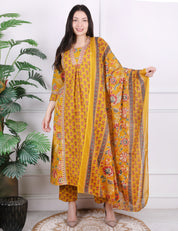 A-Line Mirror Work Kurti Set