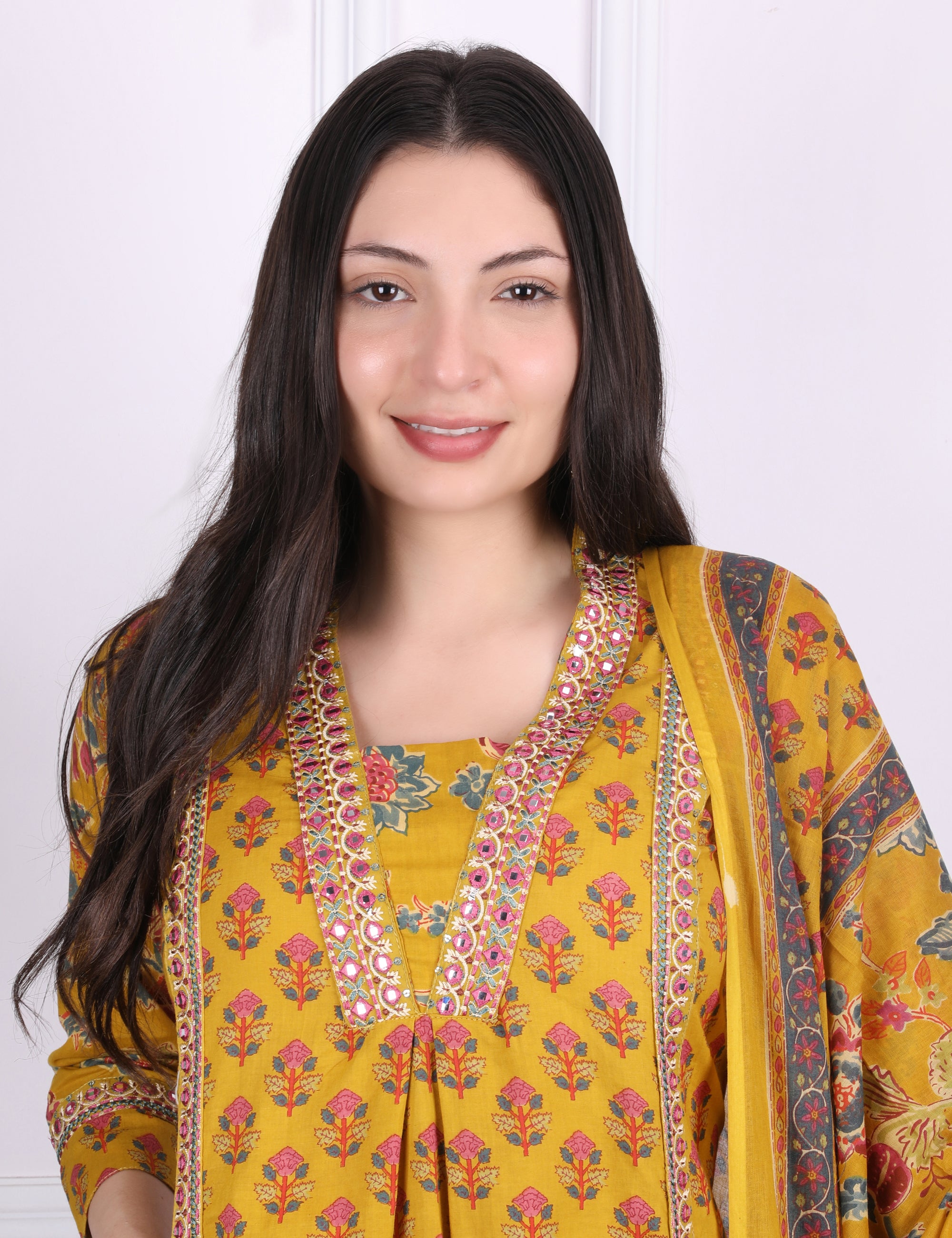 A-Line Mirror Work Kurti Set