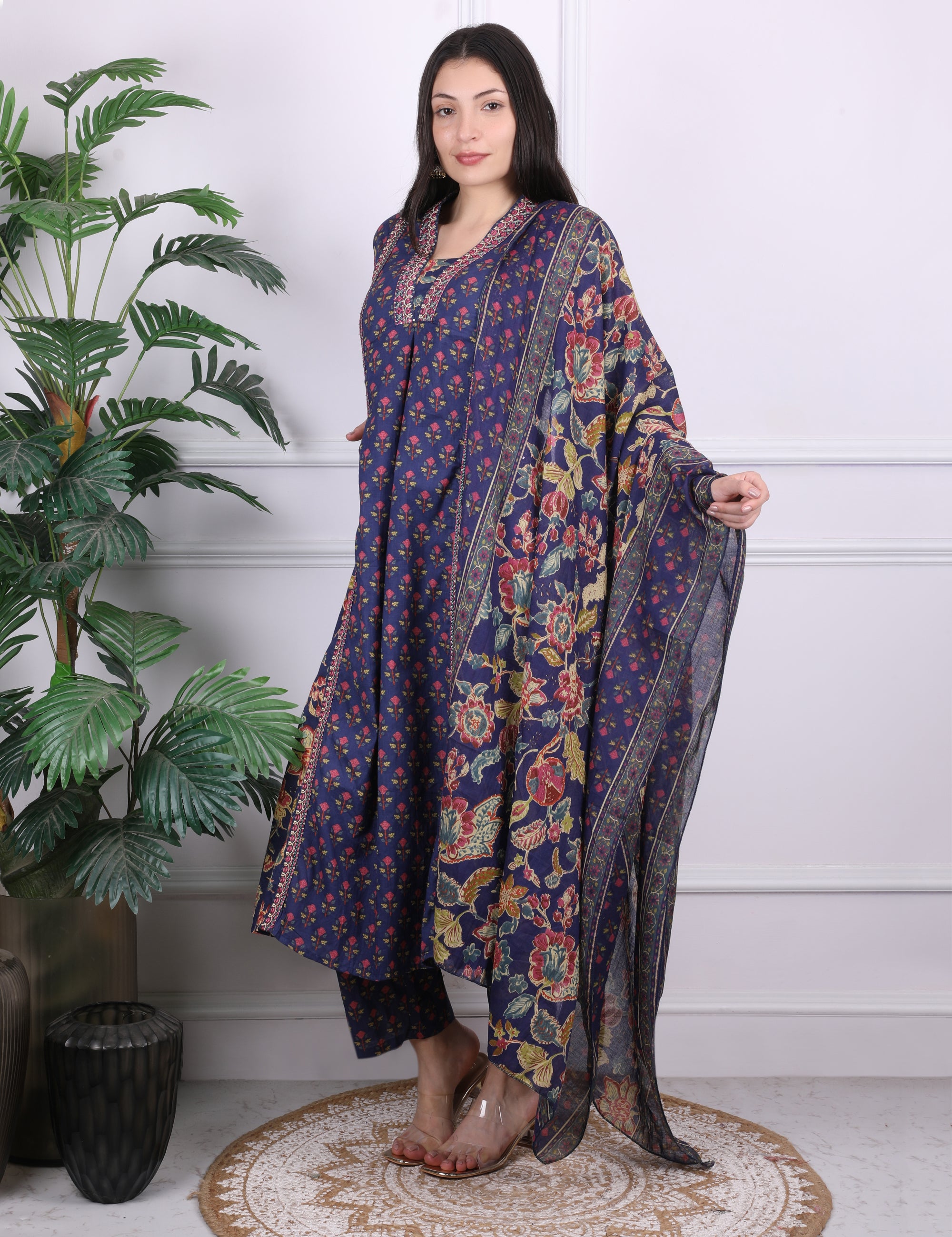 A-Line Mirror Work Kurti Set