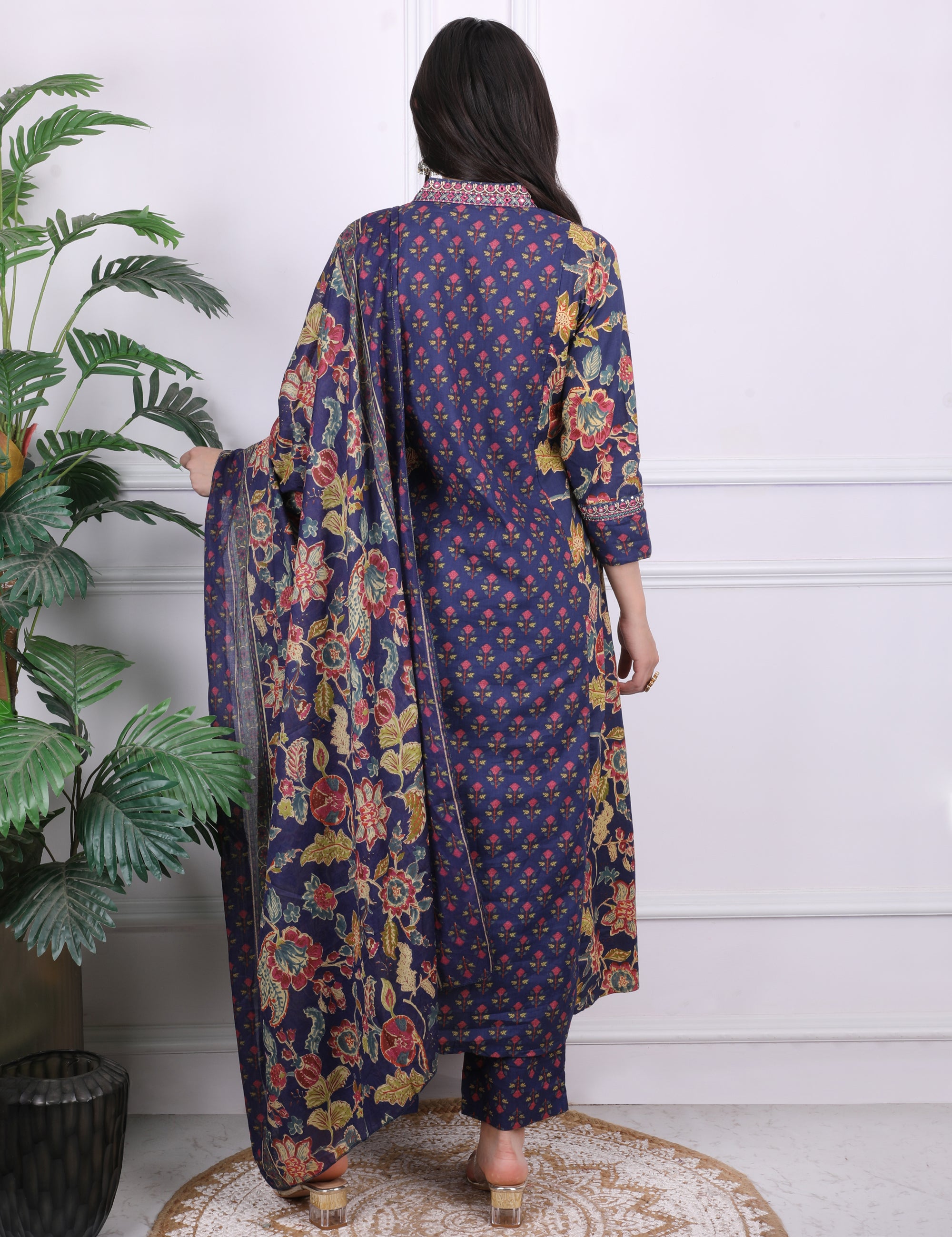 A-Line Mirror Work Kurti Set