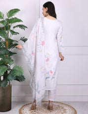 Off White V Neck Kurti Set