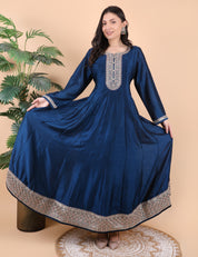 Blue Silk Anarkali Gown