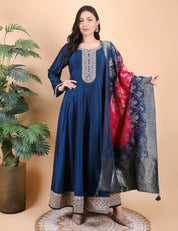 Blue Silk Anarkali Gown