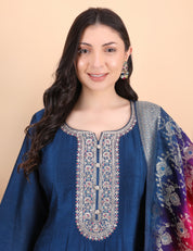 Blue Silk Anarkali Gown
