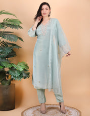 Sea Green Heavy Neck Suit