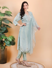 Sea Green Heavy Neck Suit