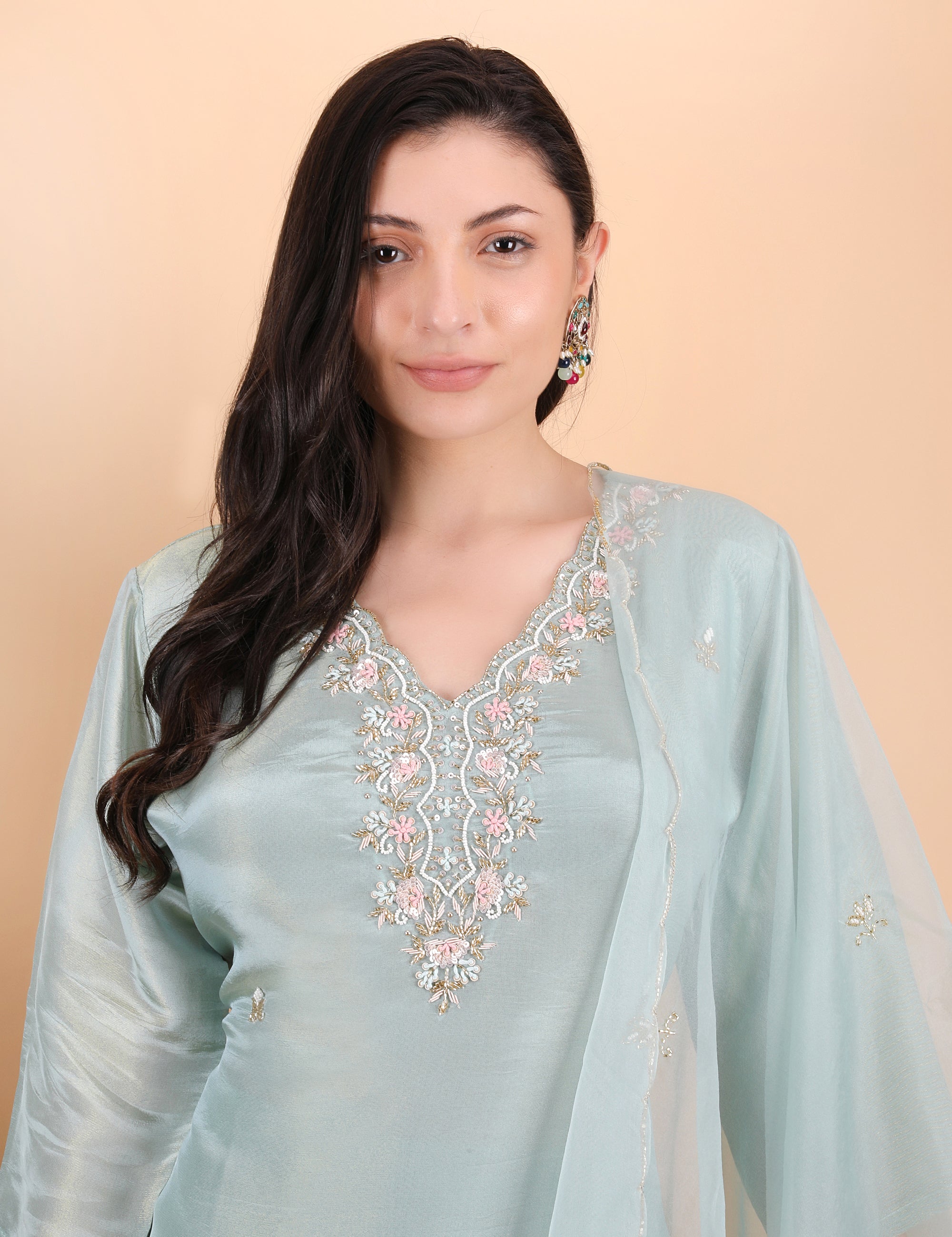 Sea Green Heavy Neck Suit