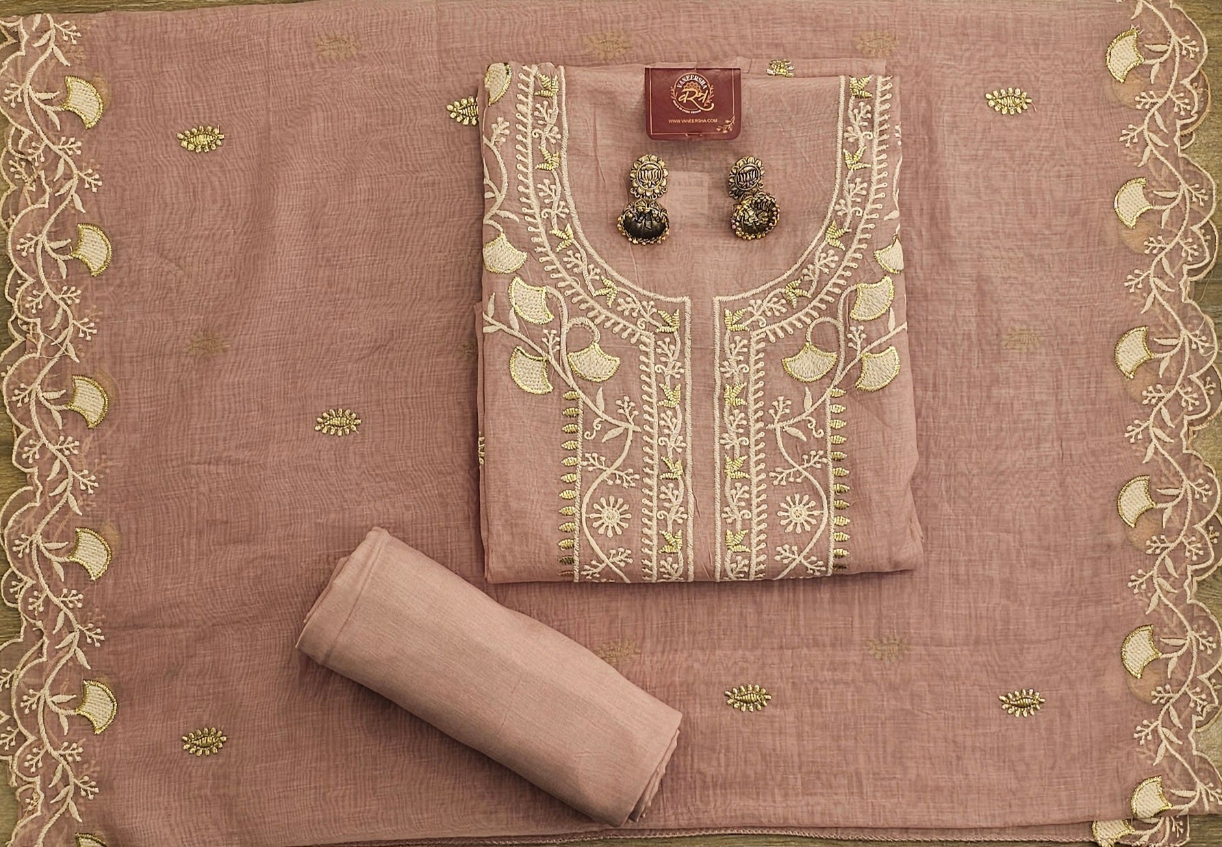 Elegant Mal Cotton Unstitched Suit with Delicate Embroidery & Embroidered Border Dupatta