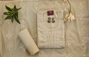 Elegant Beige Cotton Suit with Kantha Work & Embroidered Kota Doria Dupatta