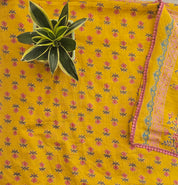 Graceful Cotton Printed Unstitched Suit with Lace Detailing & Elegant Dupatta