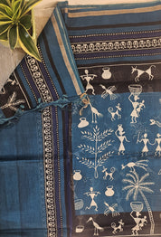 Unstitched Chanderi Silk Suit featuring exquisite Ajarakh print.