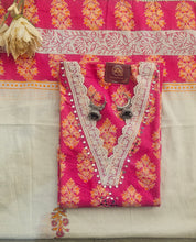 V-Neck Magenta Cotton Suit – Elegant & Comfortable Ethnic Wear