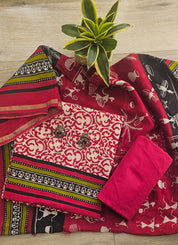 Unstitched Chanderi Silk Suit featuring exquisite Ajarakh print.