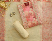 Elegant Cotton Unstitched Suit with Zari & Sequin Work