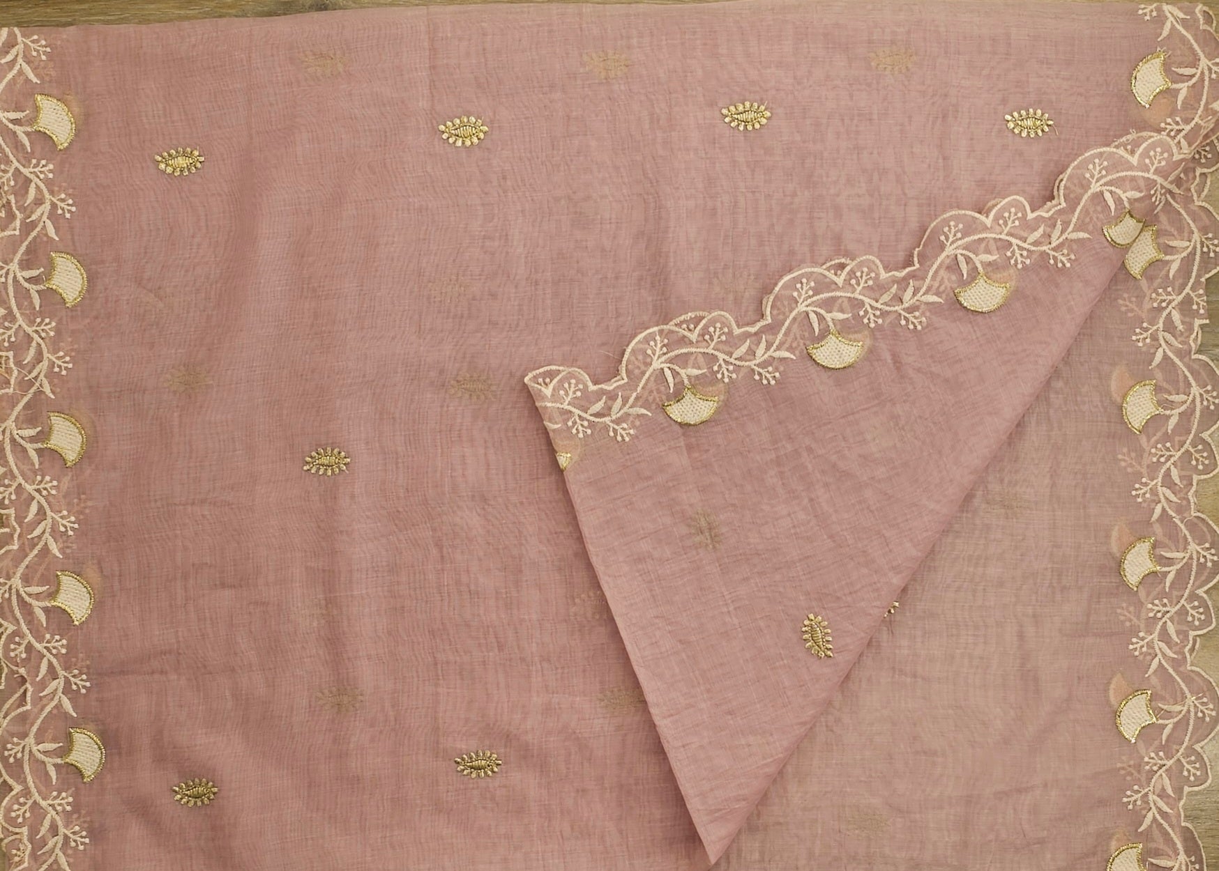 Elegant Mal Cotton Unstitched Suit with Delicate Embroidery & Embroidered Border Dupatta