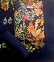 Floral Bliss Soft Cotton Unstitched Suit Set
