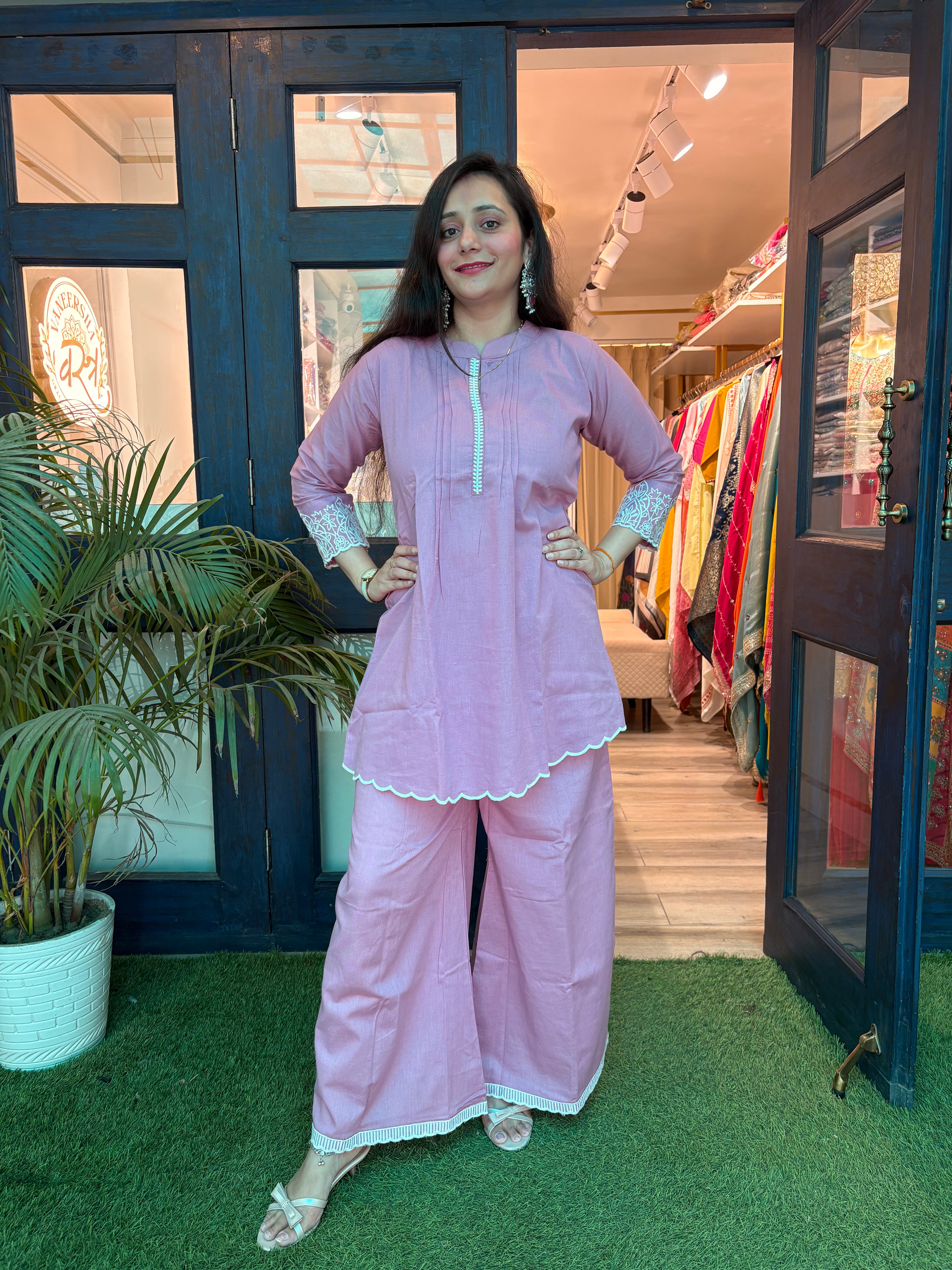 Embroidery Khadi Cotton Co-Ords (Set of 2)